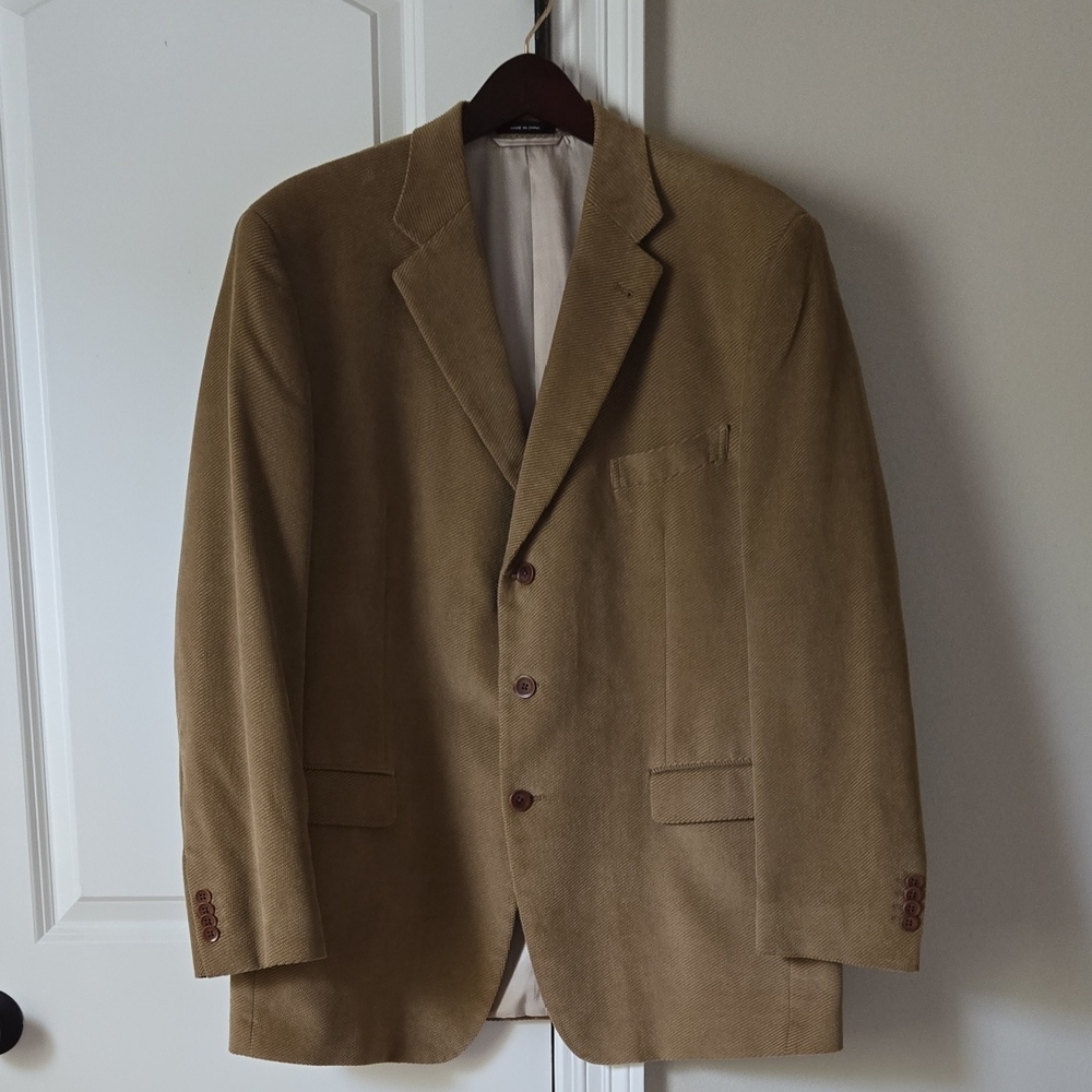 Murano Tan Sport Coat Blazer with Notched Lapels and Structured Shoulders Sz XL